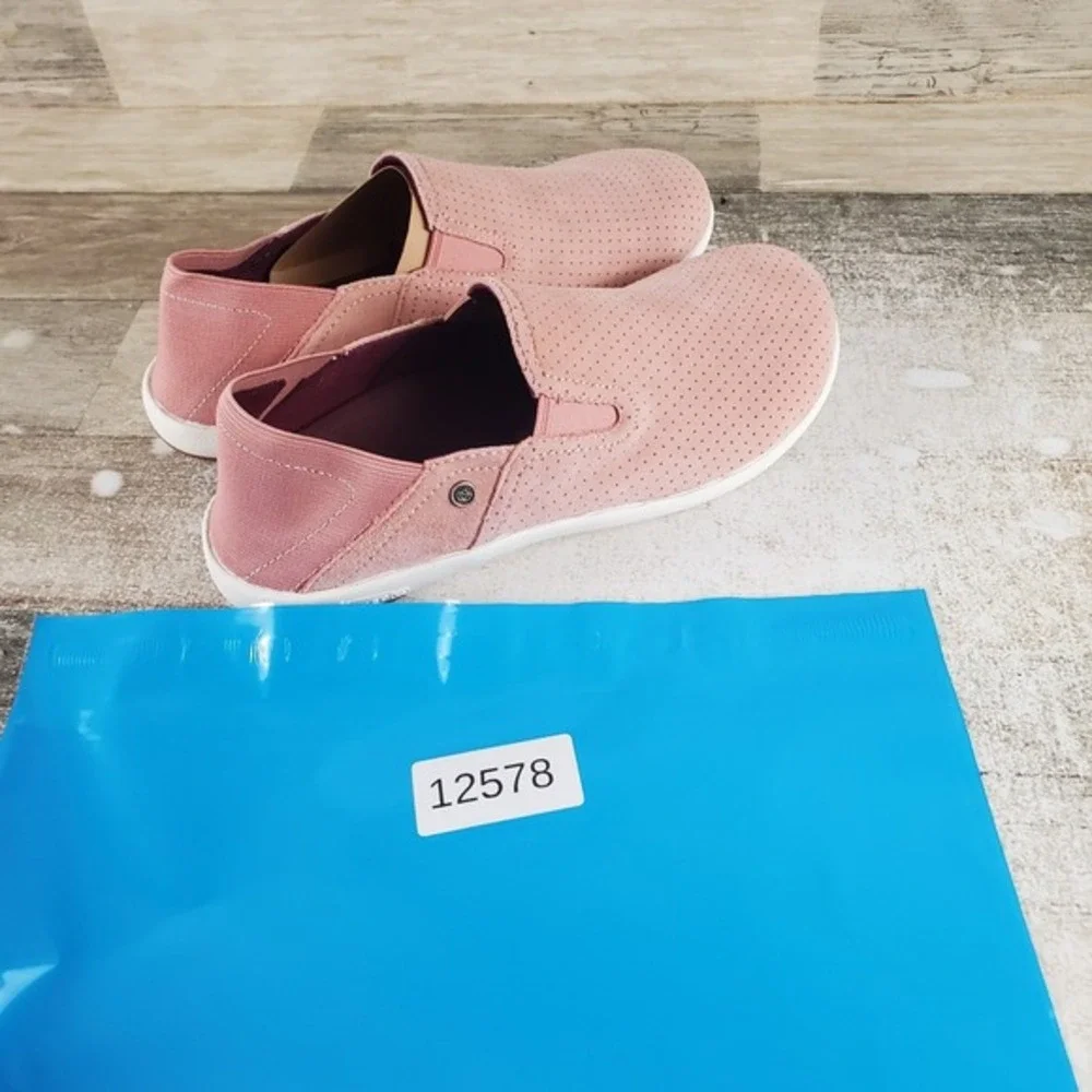 Spenco Siesta Womens Shoe Sz 6.5 W Fuchsia Rose Pink White Suede Slip On Sneaker